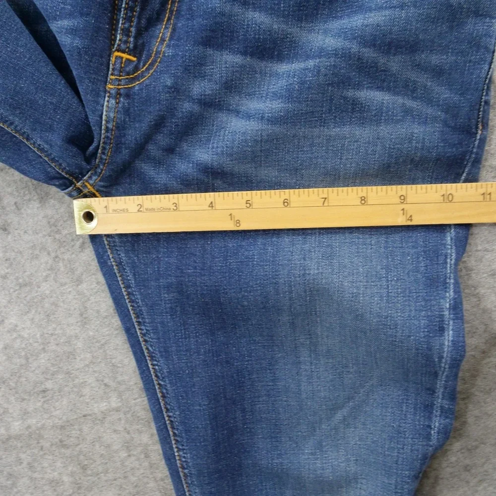 Nudie Jeans Mens 34 Blue High Kai Slim Straight Mid Rise Denim Zip Fly Organic